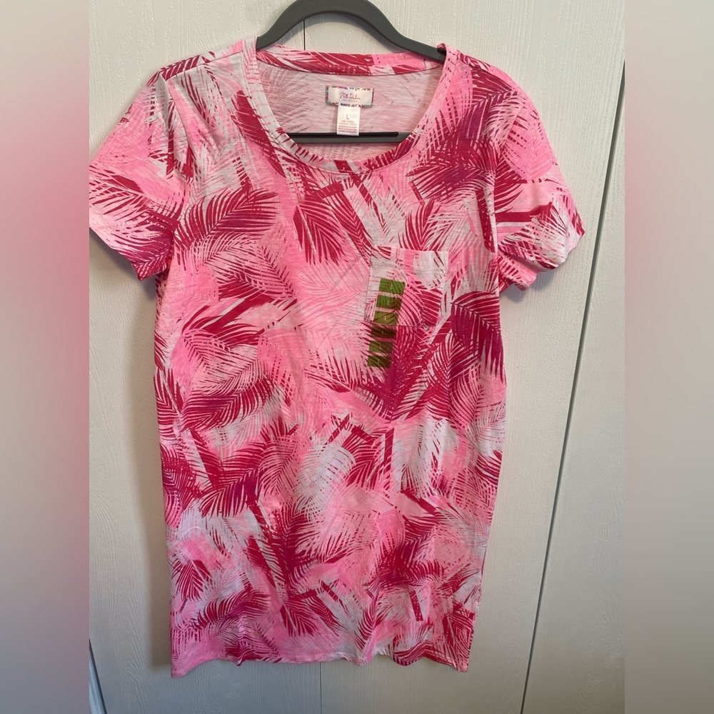 Stella Parker Pink Palm Leaf Women's dress Size Large